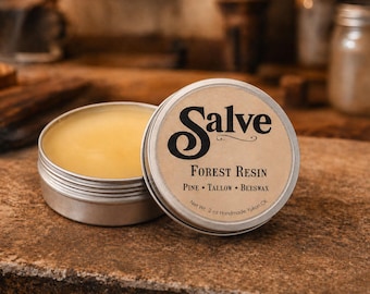 Ungüento de resina forestal, ungüento de sebo de resina de pino, bálsamo para la piel hecho a mano, ungüento de pino tradicional, ungüento de cera de abejas, lata de 57 g