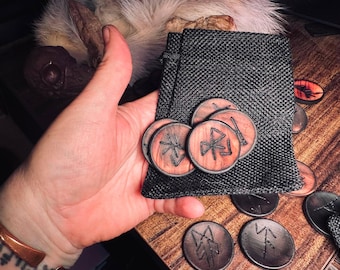Hand-Burned Bindrune Working Set | Elder Futhark Rune Workings | Norse Ritual Tool | 5 Wooden Bindrunes