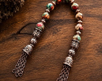 Norse Altar Charm | Völva Sacred Decor, Red Jasper & Aged Copper Talisman