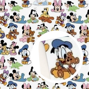 18x10&quot; Disney Baby Mickey Fabric | 100% Cotton Fabric | Remnant | Disney Babies Fab Five Donald Goofy Minnie