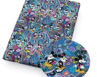 Disney Mickey Minnie Mouse Collage Print | 100% Cotton Fabric | Tumbler Cut and Fat Quarter