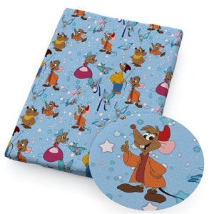 18x10&quot; Disney Cinderella Collage Print | 100% Cotton Fabric | Fat Quarter | Cinderella&#39;s Dress | Mice | Jaq | Gus | Perla | Suzy