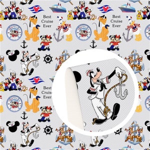18x10&quot; Disney Cruise Line Fabric | 100% Cotton Fabric | Remnant | Mickey Mouse Sailor | Goofy | Donald Duck | Vacation