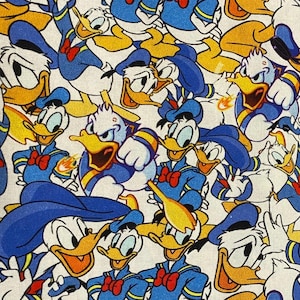 Disney Donald Duck Fabric 100% Cotton Fabric by the Yard Collage of Donald