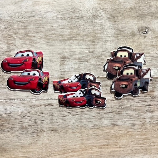 Set completo di Disney Cars Flat Back Planar Resin / Saetta McQueen, Tow Mater / Hair Bow Center, Scrapbook Abbellimento