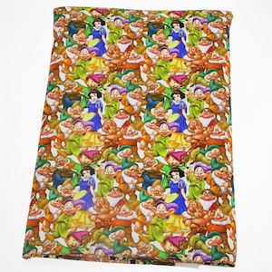 Disney Snow White Fabric | 100% Cotton Fabric | Fabric by the Yard | Seven Dwarfs Collage