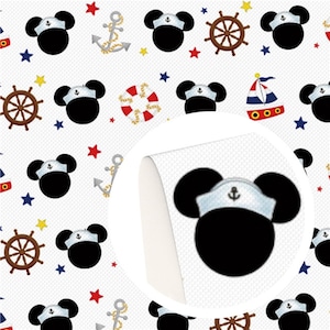 18x10&quot; Disney Cruise Line Fabric | 100% Cotton Fabric | Remnant | Mickey Mouse Sailor | Boat | Ship | Vacation