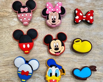 Disney Shoe Charms Rubber Accessory Embellishment Disney World Donald Duck Balloon Hat Classic Minnie Mickey Mouse Donald Duck Buckles