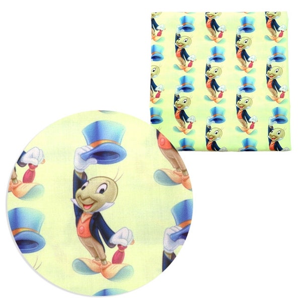 Disney Jimmy Cricket Collage Print | 100% Cotton Fabric | Tumbler Cut and Fat Quarter | Pinocchio