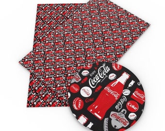 Coke Beverage Fabric | 100% Cotton Fabric | Fabric by the Yard | Soda Pop Coca Cola Coke Drink Inspired