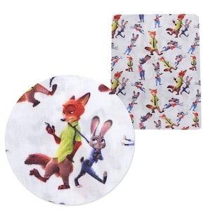 Disney Zootopia Collage Print | 100% Cotton Fabric | Tumbler Cut and Fat Quarter | Judy Hoops | Nick Wilde | Animals
