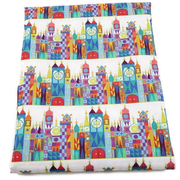 Disney It's A Small World Collage Print | 100% Cotton Fabric | Tumbler Cut and Fat Quarter | Magic Kingdom | Attraction
