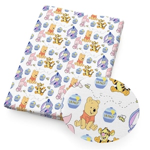 Disney Winnie the Pooh Collage Print | 100% Cotton Fabric | Fabric by the Yard | Babies | Eeyore | Tigger | Piglet | Pooh Bear