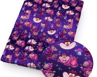 Disney Cheshire Cat Cotton Fabric Fat Quarter Fat Eighth Tumbler Cuts, 100% Cotton