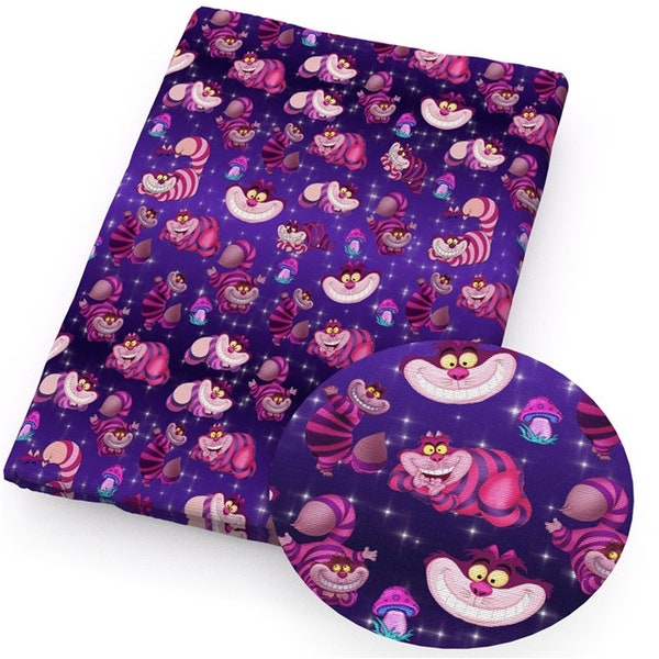 Disney Cheshire Cat Alice in Wonderland Collage Print | 100% Cotton Fabric | Tumbler and Fat Quarter