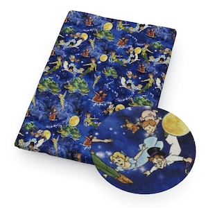 Disney Peter Pan Fabric | 100% Cotton Fabric | Fabric by the Yard | Tinker Bell Wendy John Michael Neverland Collage
