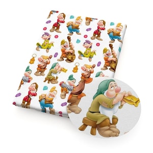 18x10" Disney Seven Dwarfs Fabric | 100% Cotton Fabric | Remnant | Snow White