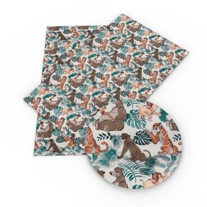 Disney Jungle Book Fabric | 100% Cotton Fabric by the Yard | Mogli Baloo Sher Khan Fabric Collage
