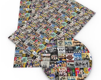 Tela de algodón de los Beatles cortada a medida, estampado de mosaico de portada de álbum, tela para coser y acolchar
