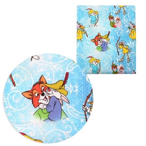 Disney Robin Hood Fabric | 100% Cotton Fabric by the Yard Robin Hood Little John Marian Collage