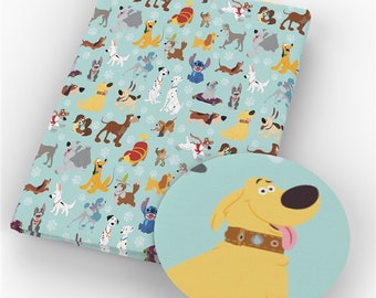 Disney Dogs Fabric 100% Cotton Fabric | Tumbler Cut Fat Quarter Fat Eighth Lady and the Tramp | Pluto | Dug | 101 Dalmatians | Jock