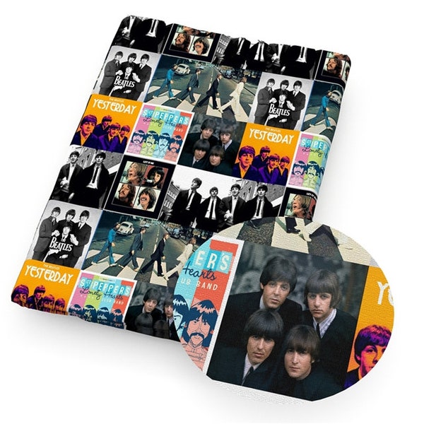 Beatles Band Fabric | 100% Cotton Fabric | Tumbler and Fat Quarter Classic Rock Music