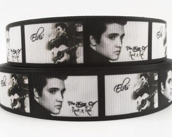 Elvis Presley Ribbon | 1" High Quality Grosgrain Ribbon By The Yard | Musicians Music Elvis Burning Love Jailhouse Rock If I Can Dream