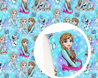 Tela de algodón Disney Frozen cortada a medida Elsa Anna Olaf Copo de nieve azul