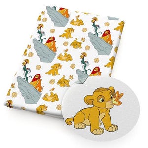 Disney Lion King Fabric by the Yard Simba Cotton Quilt Fabric White Nursery Print