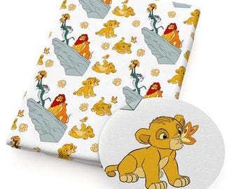 Disney Lejonkungen Tyg på metervara Simba Bomull Quilttyg Vitt Barnrumstryck