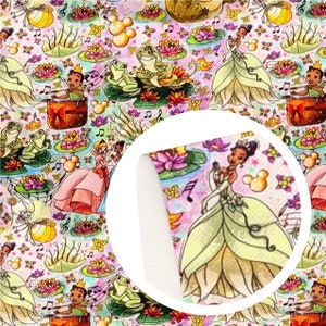 Disney Princess and The Frog Fabric | 100% Cotton Fabric | Fabric by the Yard Tiana Charlotte La Blouff Ray Prince Naveen Collage