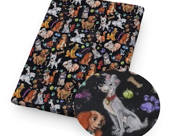 Disney Dogs Fabric Lady and the Tramp 101 Dalmatians Pluto Dug Cotton Fabric By The Yard Character Quilting Sewing Fabric