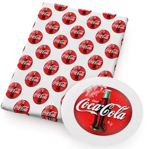 18x10&quot; Coke Fabric | 100% Cotton Fabric | Remnant | Coca Cola Beverage Fabric Soda Pop Fizzies