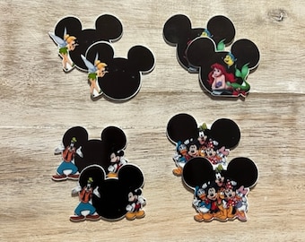 Ensemble complet de têtes de Mickey Mouse Disney planes en résine | Ariel, la fée clochette, Mickey | Noeud central pour les cheveux, embellissement pour scrapbooking