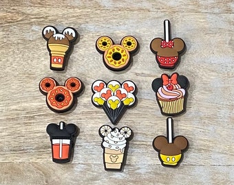Disney Shoe Buckle | Rubber Accessory Embellishment Disney World Mickey Minnie Mouse Park Treats Snacks Donuts Ice Cream Shakes