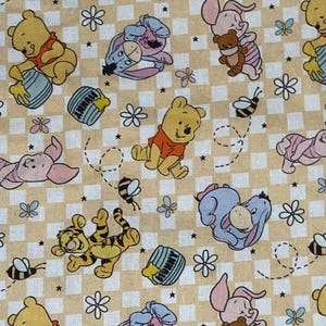 Winnie the Pooh Fabric 100% Cotton Fabric by the Yard Cartoon Collage Pooh Bear Piglet Tigger Eeyore