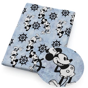 18x10&quot; Disney Steamboat Willie Fabric | 100% Cotton Fabric | Remnant | Mickey Mouse Comic Collage