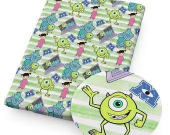 Monsters Inc Cotton Fabric by the Yard Mike Sulley Boo Pixar Fabric