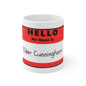 Hello My Name Is Elder Cunningham, The Book Of Mormon Musical Ceramic Mug 11oz / Two By Two, Musical Theatre, Broadway, South Park Merch