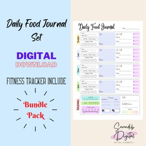 Food Journal Planner with Grocery Tracker & Kitchen Organizer,Printable,Meal Tracker