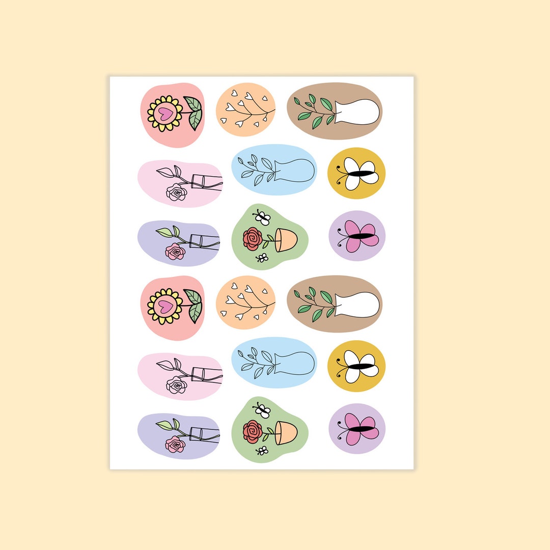 Digital Planner Stickers Png - Cute Flower Stickers - Bullet Journal ...