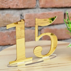 Mirror Gold Table Numbers Acrylic Table Numbers Wedding Mirror Table Numbers Wedding Decor Wedding Table numbers Numeric Table Numbers