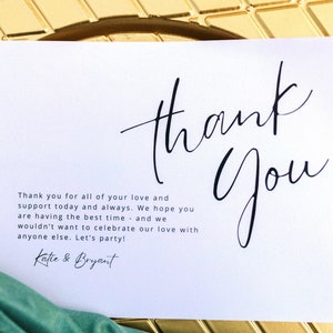 Tarjeta de agradecimiento en papel, tarjeta de agradecimiento minimalista de lujo para bodas, tarjeta de agradecimiento impresa en papel, nota de agradecimiento elegante para baby shower y cumpleaños.