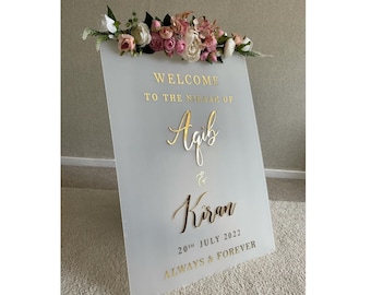 Welcome Wedding Sign Acrylic, 3d Acrylic Sign, Frosted Acrylic Wedding Sign, Acrylic Entry Wedding Decor Nameplate, Event Decorator Contract