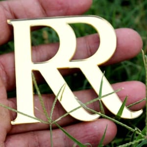 Letras de acrílico personalizadas em espelho dourado/prateado Letras iniciais de acrílico para casamento Iniciais de nome de casal Iniciais de cartão de casamento adesivas