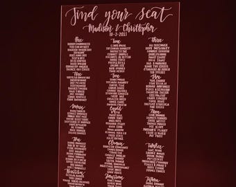 Acrylic Wedding Seating Chart | Personalized Guest Table Assignment Display