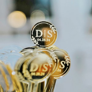 Spiegel Gold Drink Rührer Gold Spiegel Rührer Drink Paar Initialen rühren 1 Seitenspiegel Gold graviert Cocktail rühren Luxus Bar Zubehör