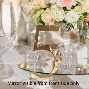 Mirror Gold Table Numbers, Acrylic Table Numbers Wedding, Mirror Table Numbers Wedding Decor, wedding table numbers, Numeric Table Numbers image 2