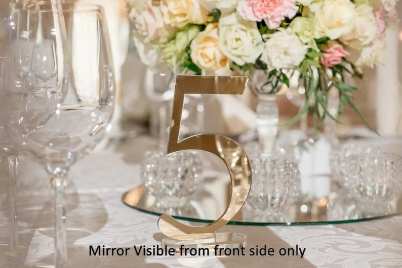 Mirror Gold Table Numbers, Acrylic Table Numbers Wedding, Mirror Table Numbers Wedding Decor, wedding table numbers, Numeric Table Numbers image 2