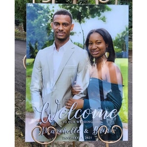 Photo Wedding Sign, Wedding Welcome Sign with Picture, Welcome Sign Wedding, Wedding Picture Sign, Acrylic Photo Wedding Welcome Sign